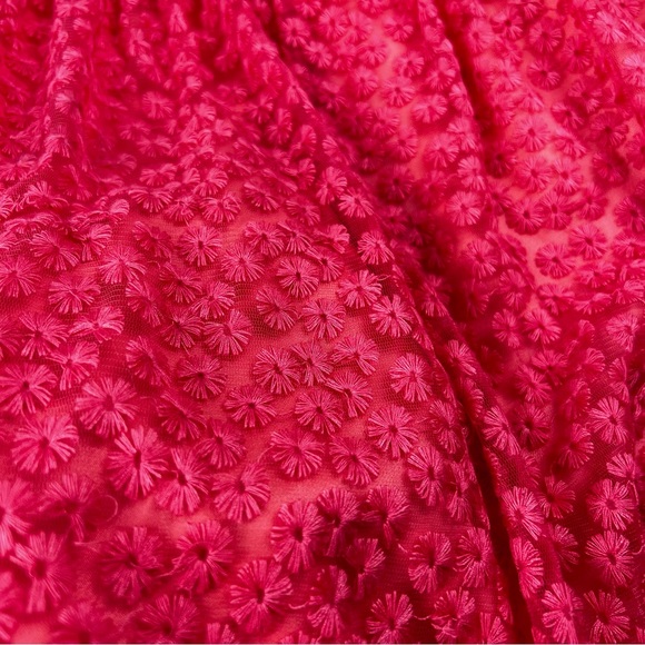 TRINA TURK pink floral daisy embroidered fit and flare Paris dress - Picture 7 of 9